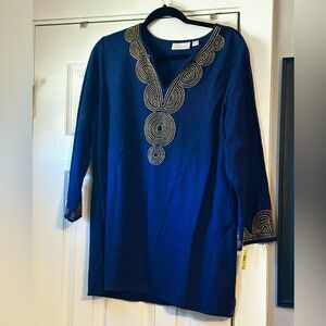 Navy Blue Embroidered Dress